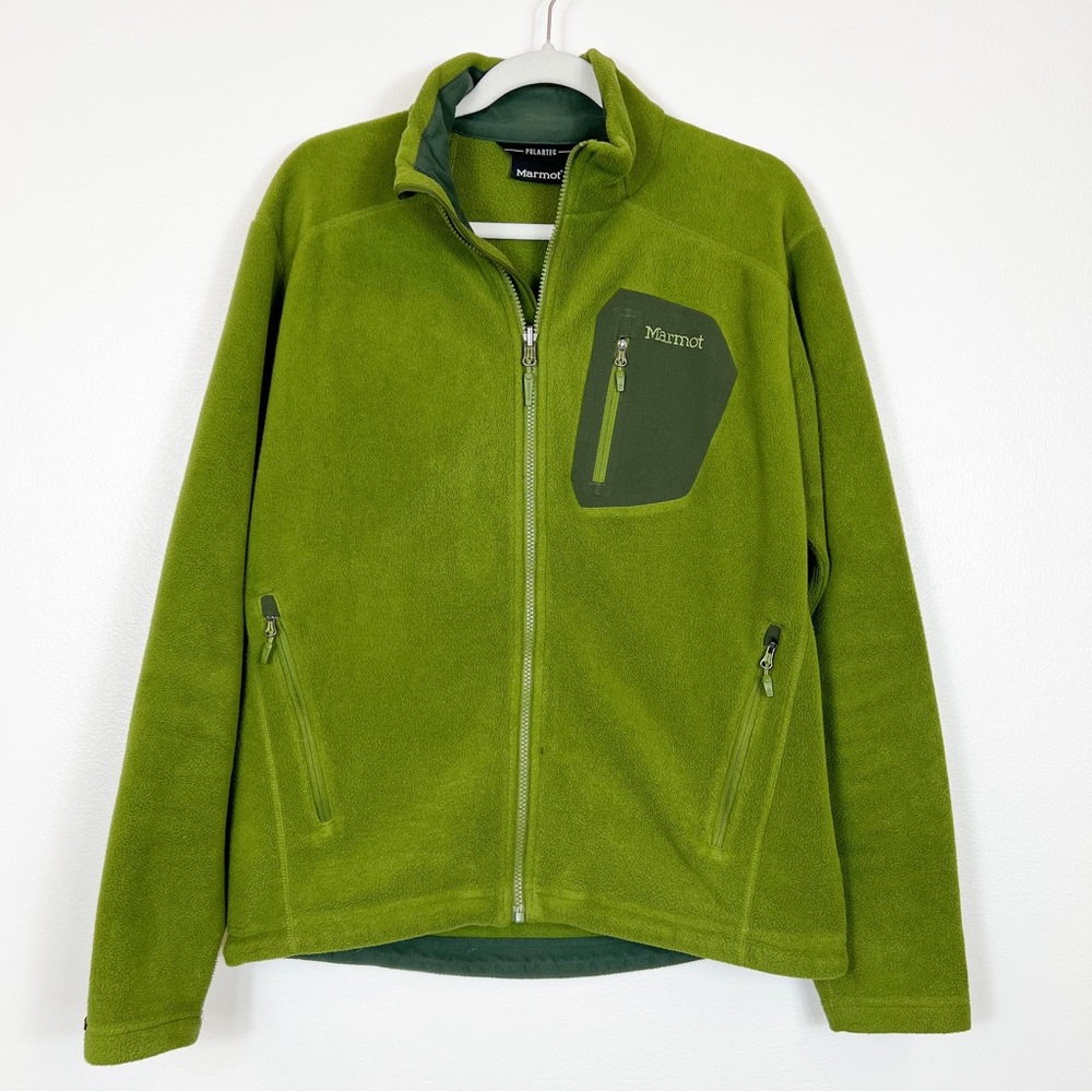 Marmot Polartec Full Zip Fleece Jacket Men's Size Medium Green
